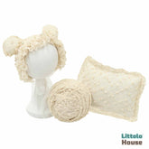 Baby Popcorn Knit Bonnet and Stretch Wrap SR012 | Set of 2 | 3M | Cream